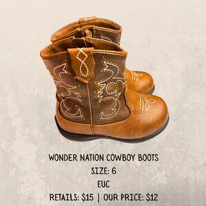 Wonder Nation Toddler Western Boots | Size 6 | Worn Once
